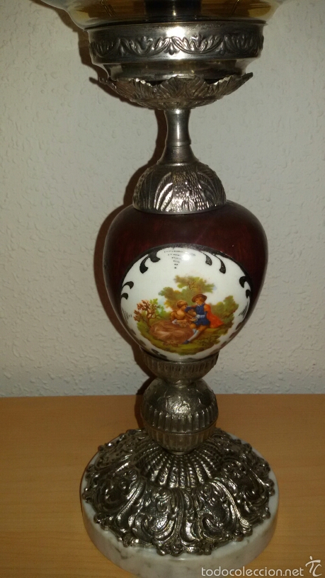Antig&uuml;edades: Lampara de metal plateado - Foto 1