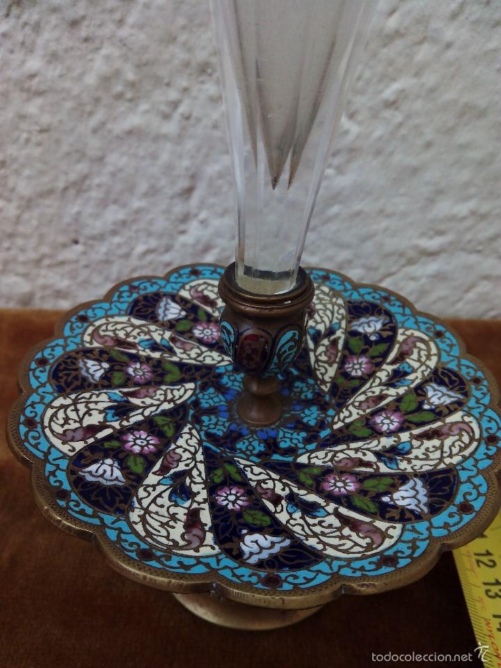 Antig&uuml;edades: Florero centro de mesa antiguo champlev&eacute; - Foto 3