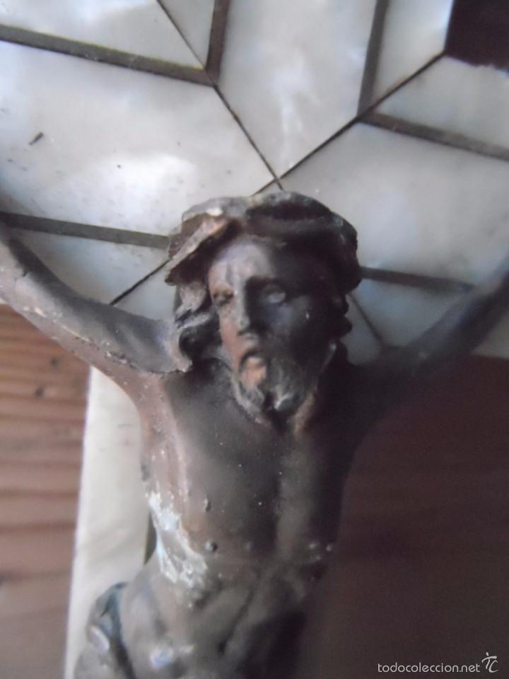 Antig&uuml;edades: CRUCIFIRO MADERA NACAR Y BRONCE - Foto 3
