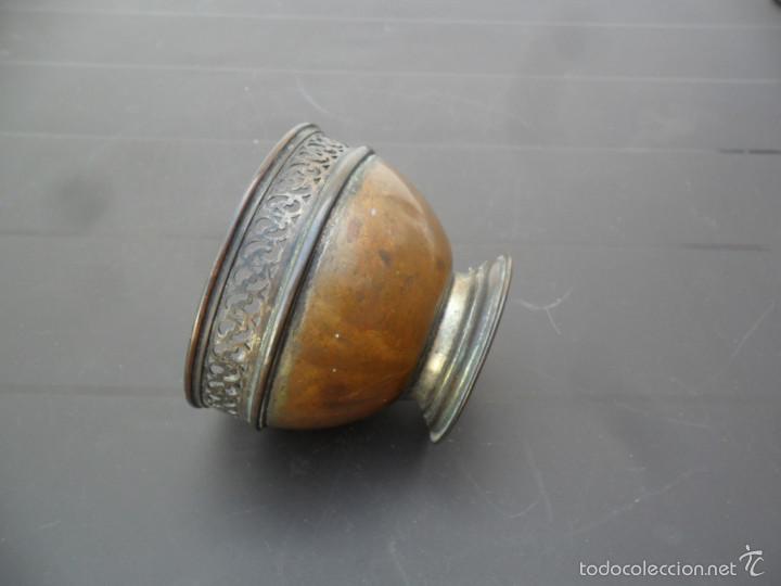 Antig&uuml;edades: COPA EN COBRE CON BA&Ntilde;O DE PLATA ANTIGUO - Foto 1