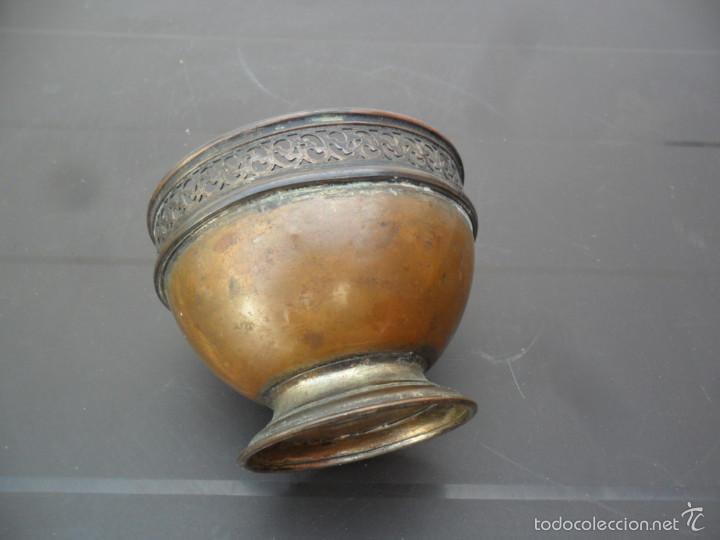 Antig&uuml;edades: COPA EN COBRE CON BA&Ntilde;O DE PLATA ANTIGUO - Foto 4
