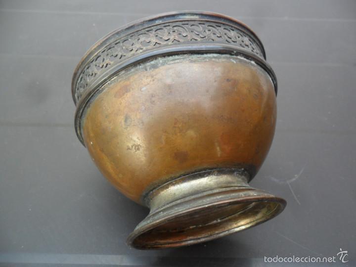 Antig&uuml;edades: COPA EN COBRE CON BA&Ntilde;O DE PLATA ANTIGUO - Foto 5