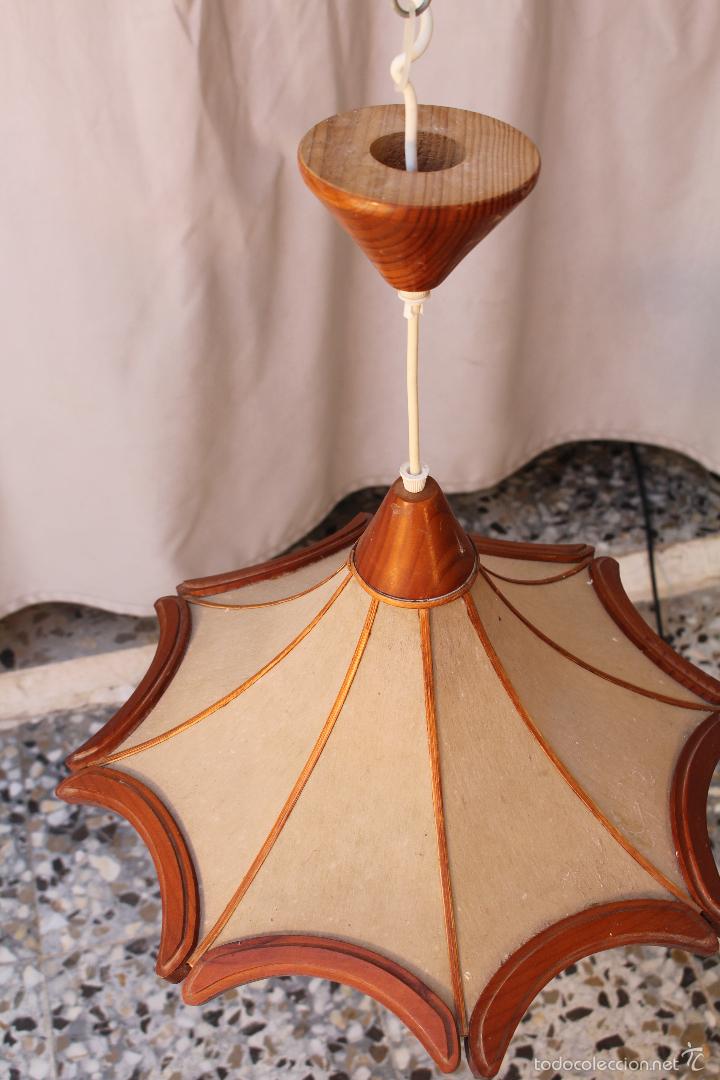 Antig&uuml;edades: lampara de techo en madera - Foto 2