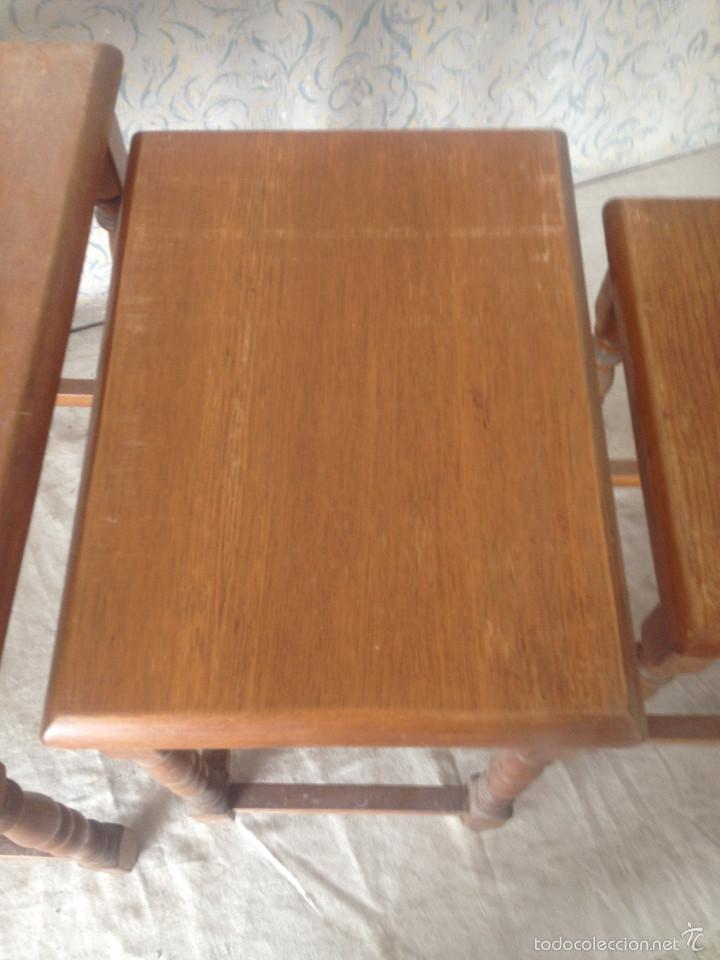 Antig&uuml;edades: 3 MESAS NIDO EN MADERA. BUEN ESTADO GENERAL - Foto 4