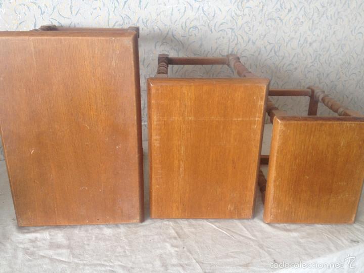 Antig&uuml;edades: 3 MESAS NIDO EN MADERA. BUEN ESTADO GENERAL - Foto 17