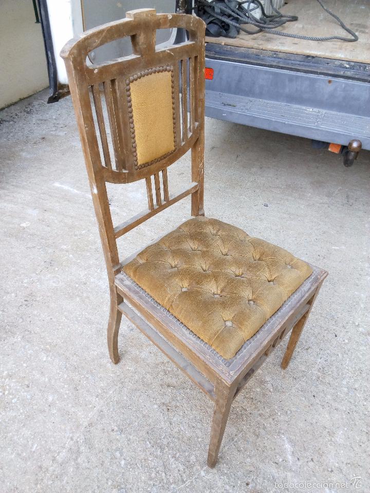 Antig&uuml;edades: CUATRO SILLAS EN MADERA DE CEDRO, SIN RESTAURAR - Foto 2