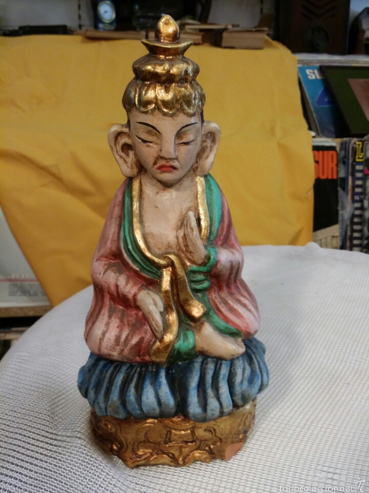 Antig&uuml;edades: BUDA HIND&Uacute; EN TERRACOTA POLICROMADA - Foto 1