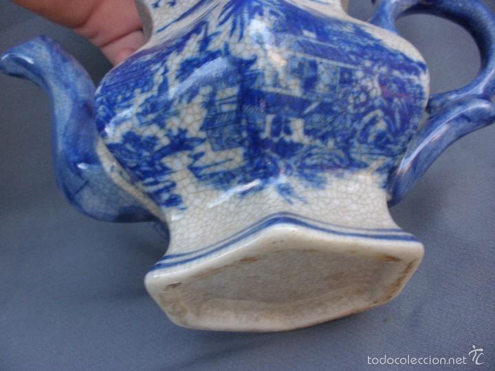 ANTIGUA TETERA CHINA DE PORCELANA BLUE AND WHITE porcelana craquelada