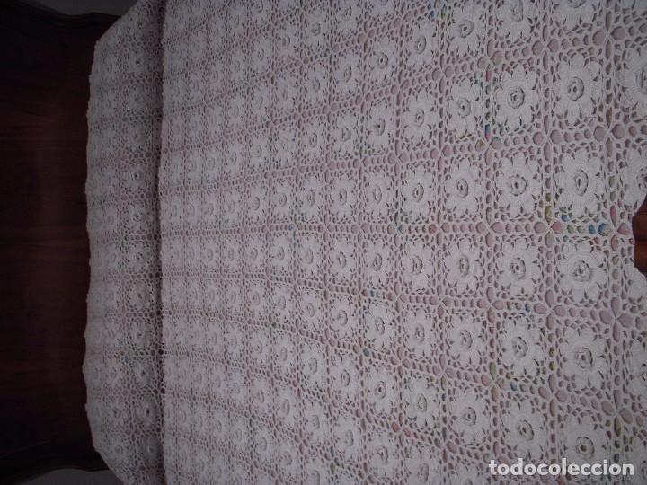 Antigüedades: Impresionante colcha a ganchillo para cama de matrimonio - Foto 6 - 61405891
