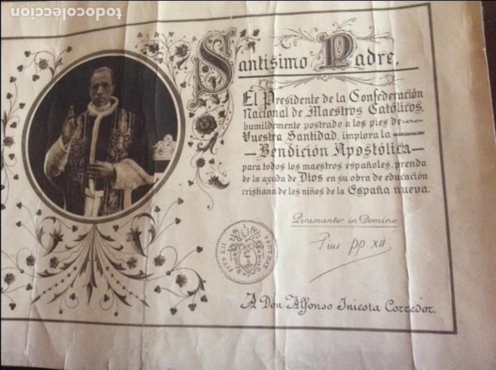 Antig&uuml;edades: Pio XII Bendici&oacute;n apostolica. - Foto 1