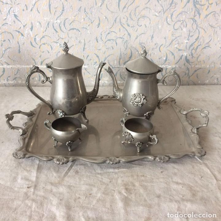 Antig&uuml;edades: PRECIOSO JUEGO DE CAF&Eacute; O T&Eacute; EN ALPACA - Foto 1