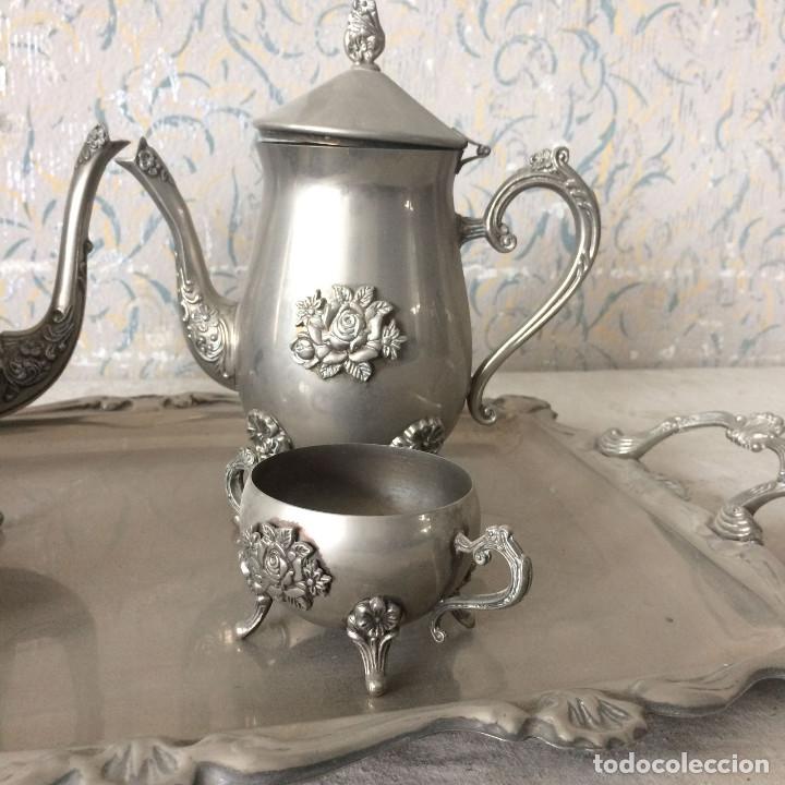 Antig&uuml;edades: PRECIOSO JUEGO DE CAF&Eacute; O T&Eacute; EN ALPACA - Foto 3