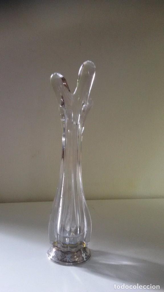 Antig&uuml;edades: Florero violetero de cristal y plata - Foto 1