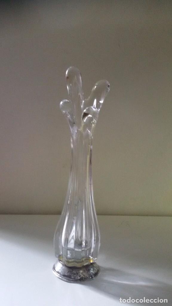 Antig&uuml;edades: Florero violetero de cristal y plata - Foto 3