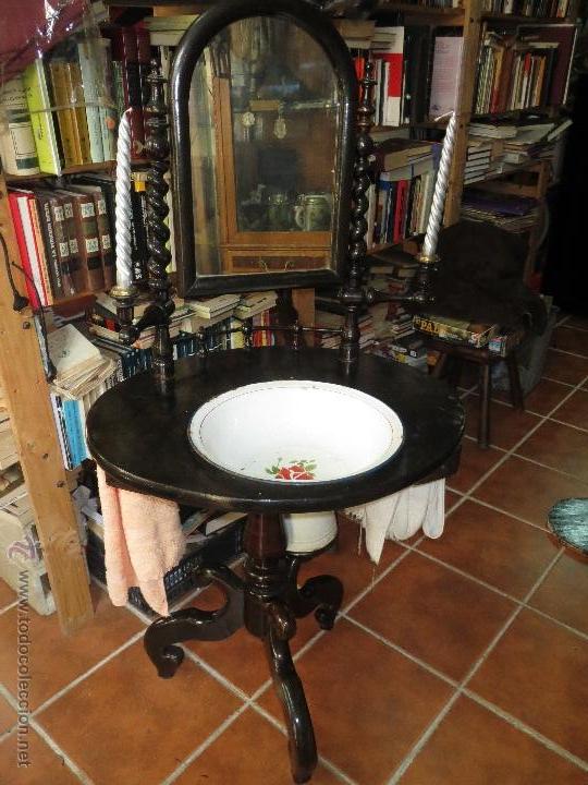 Antig&uuml;edades: PALANGANERO DE MADERA SIGLO XIX - Foto 2