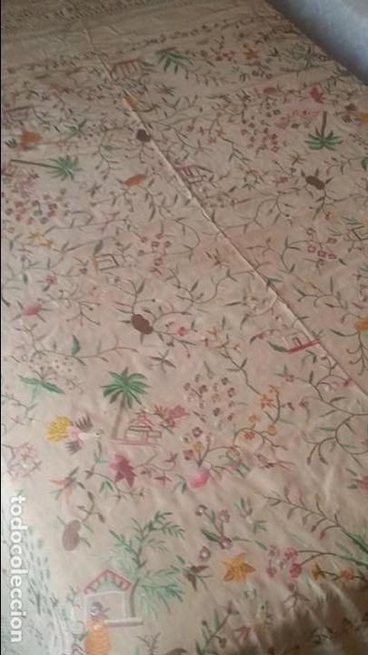 Antig&uuml;edades: ANTIGUO MANTON SEDA BORDADO A MANO - Foto 3