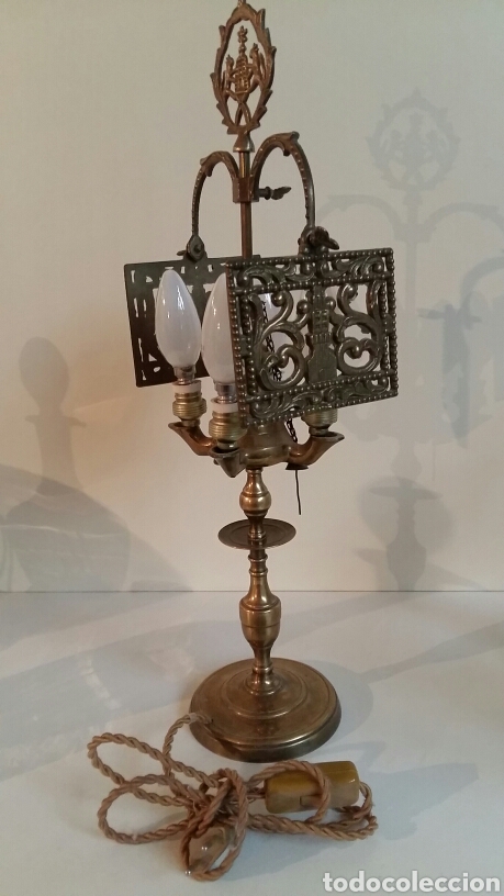 Antig&uuml;edades: Bonito quinqu&eacute; en bronce. - Foto 1
