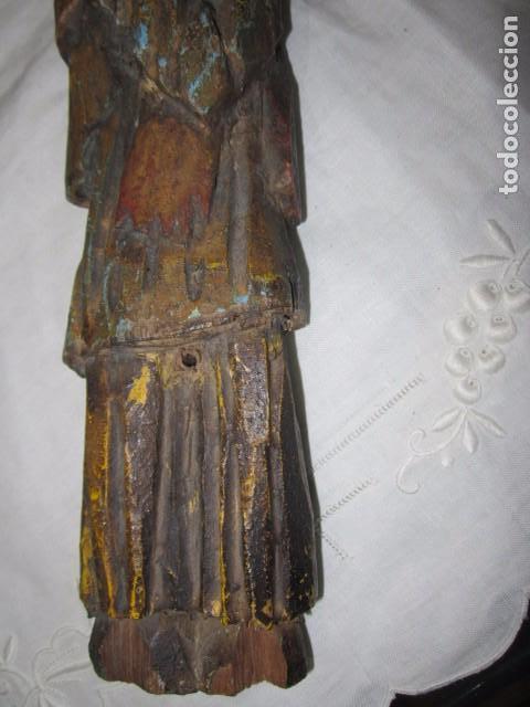 Antig&uuml;edades: Talla en madera policromada. 43 x 6 cms. - Foto 4