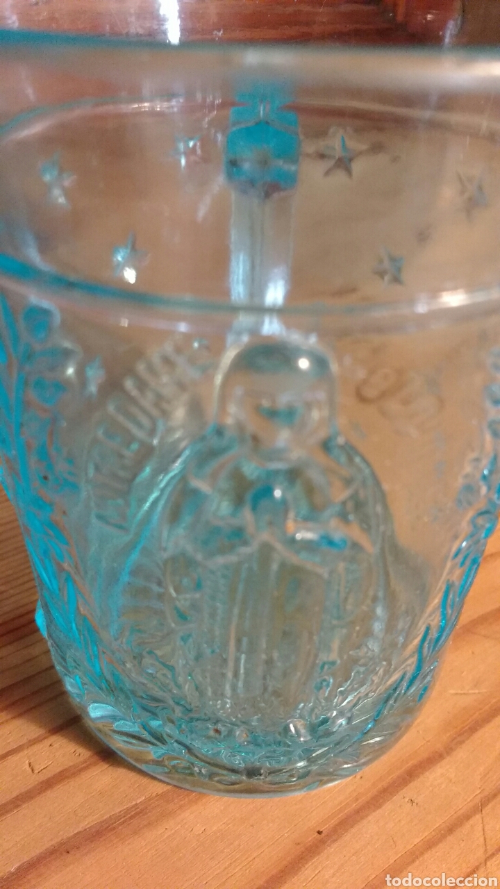 Antig&uuml;edades: Jarra azul LOURDES. 9 cm - Foto 2