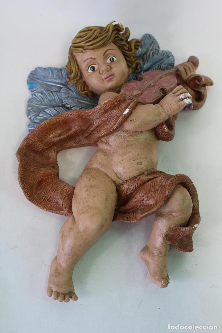 Oggetti Antichi: angel tocando el violin  en yeso