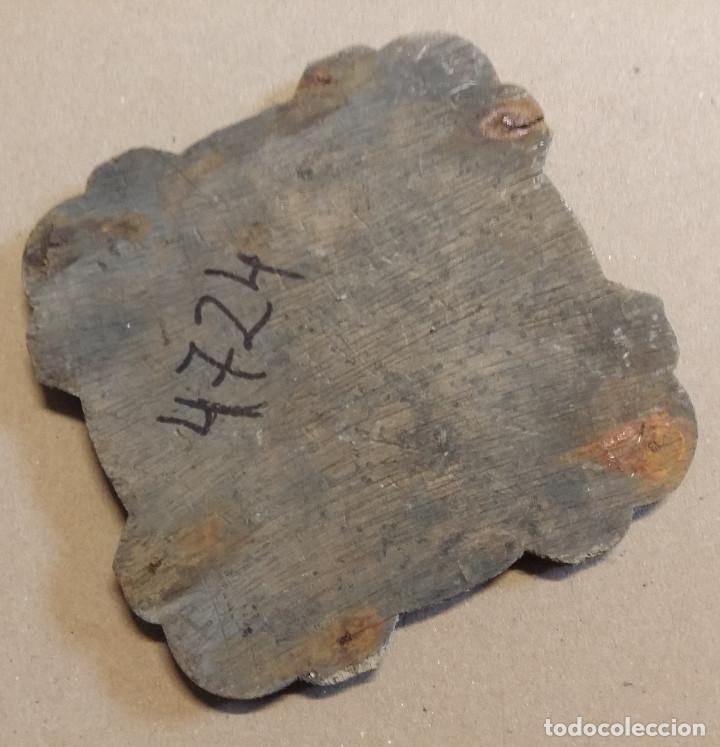 Antig&uuml;edades: Placa de cobre sobre base de madera, religiosa - Foto 2