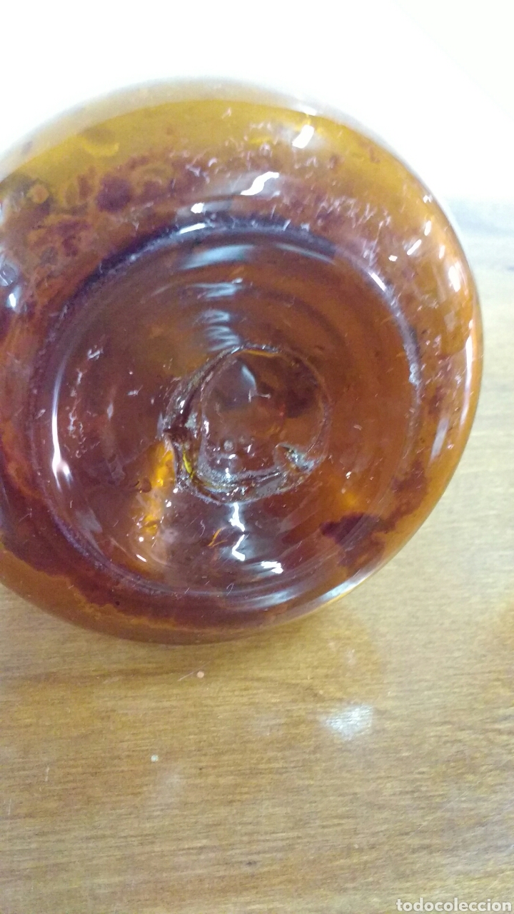 Antig&uuml;edades: Aceitera vidrio soplado marr&oacute;n. 15 cms. - Foto 4