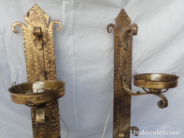 Antig&uuml;edades: PAREJA DE APLIQUES PERCHERO DE HIERRO. - Foto 5