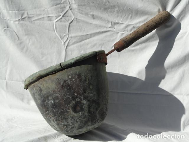 Antig&uuml;edades: ANTIGUO CAZO CHOCOLATERO DE COBRE. - Foto 2