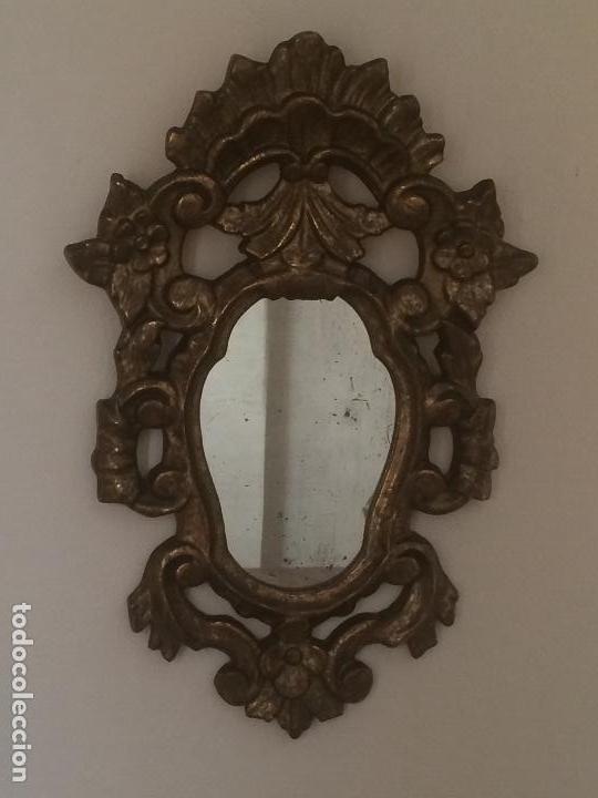 Antig&uuml;edades: Antigua Cornucopia con espejo al oro fino - Foto 1