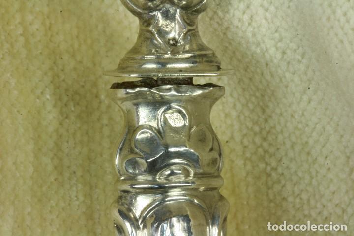 Antig&uuml;edades: Cuchar&oacute;n de servir. Plata y madera. S.XIX - Foto 4