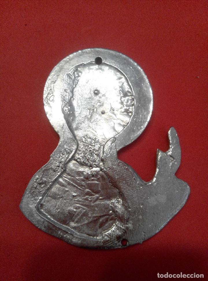 Antig&uuml;edades: ANTIGUO CRISTO CORAZON DE JESUS EN PLACA PLATEADA - Foto 3