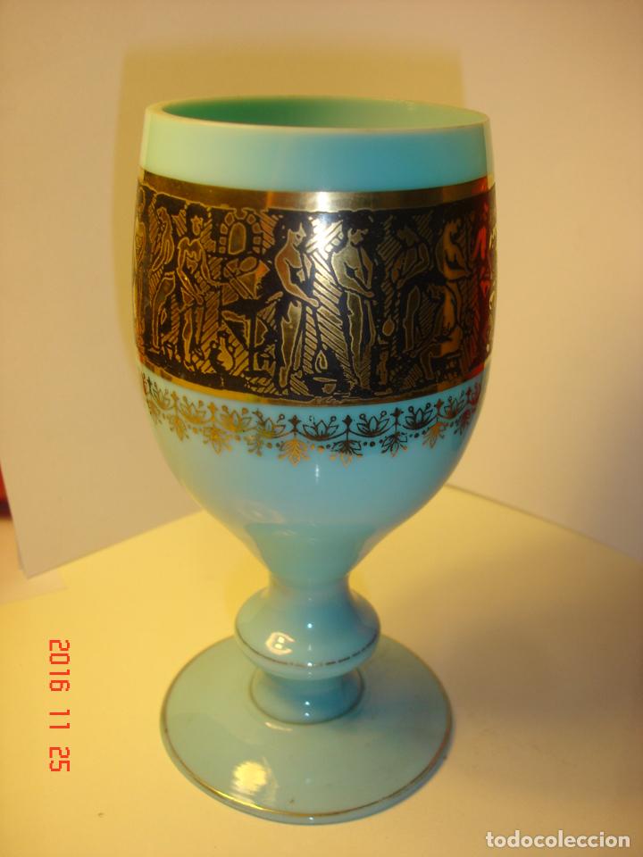 Antig&uuml;edades: COPA OPALINA AZUL DECORADA. J. CERVERA. OPALINA GENUINA. - Foto 5