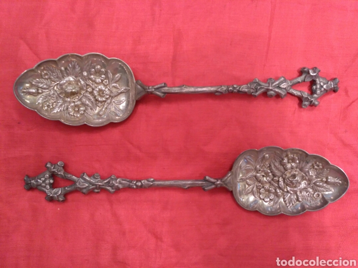 Antig&uuml;edades: Cucharas victorianas plateadas con su estuche - Foto 3