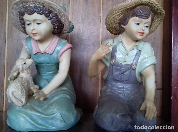 Antig&uuml;edades: ANTIGUA PAREJA DE FIGURAS. - Foto 1