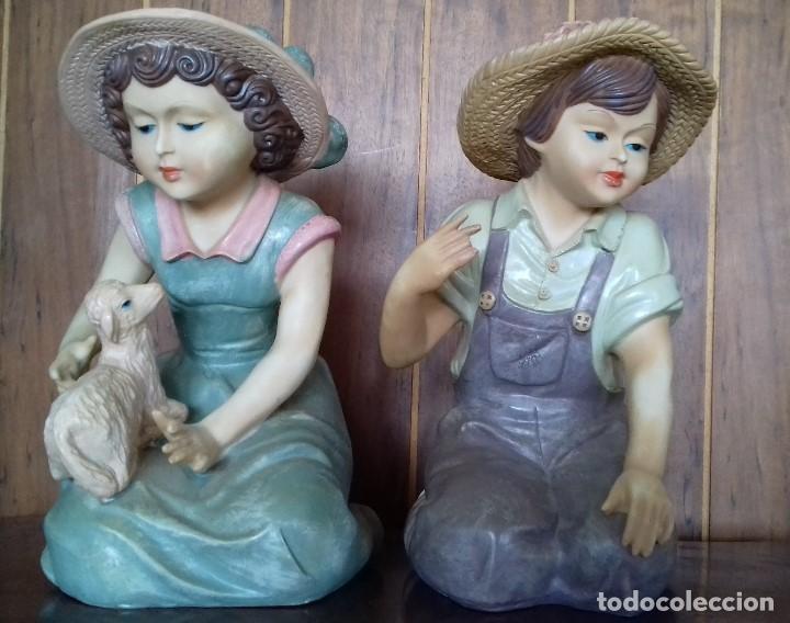 Antig&uuml;edades: ANTIGUA PAREJA DE FIGURAS. - Foto 2