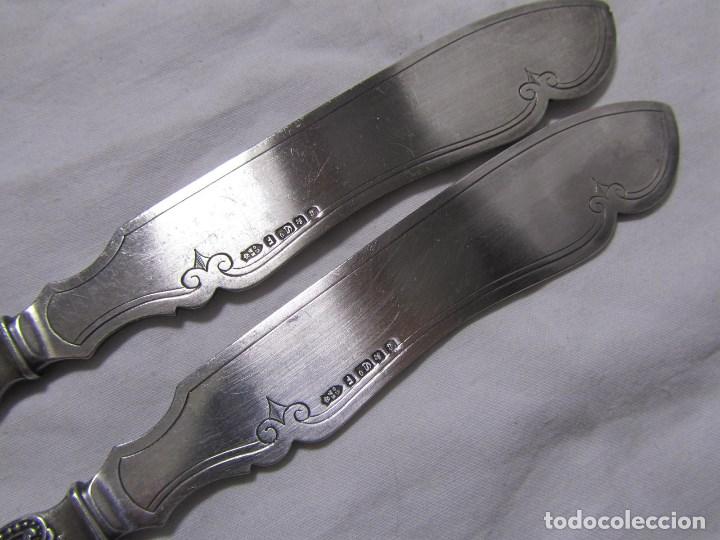 Antig&uuml;edades: 2 antiguos cuchillos de postre de plata con contrastes - Foto 5
