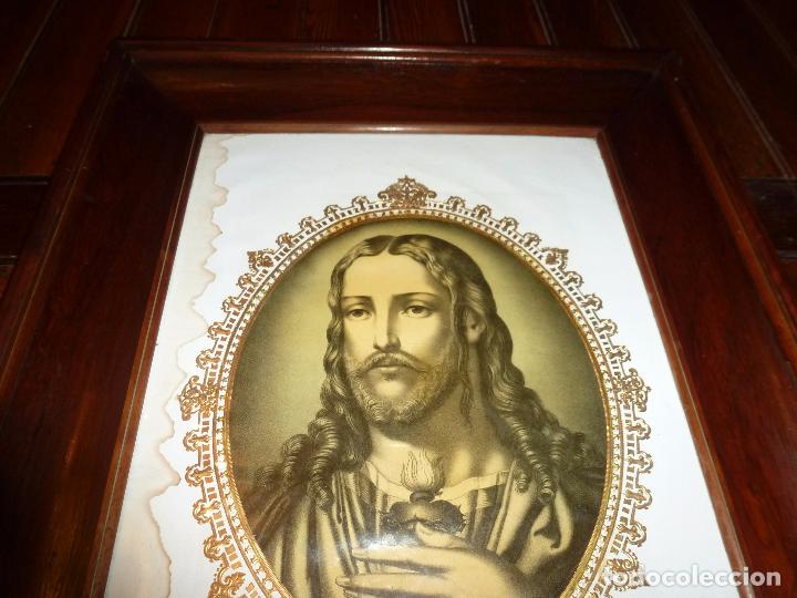 Antig&uuml;edades: MARCO DE MADERA CON ESTAMPA RELIGIOSA - Foto 3