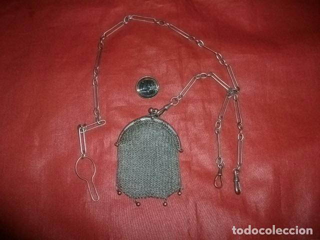 Antig&uuml;edades: ANTIGUO MONEDERO DE MALLA EN PLATA CON DOBLE COMPARTIMENTO - Foto 1