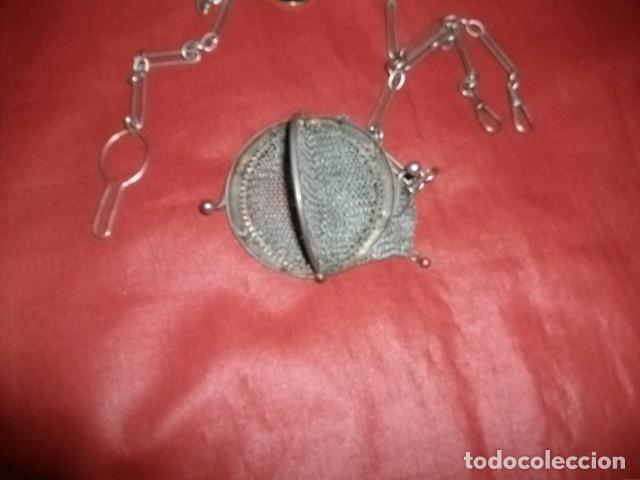 Antig&uuml;edades: ANTIGUO MONEDERO DE MALLA EN PLATA CON DOBLE COMPARTIMENTO - Foto 3