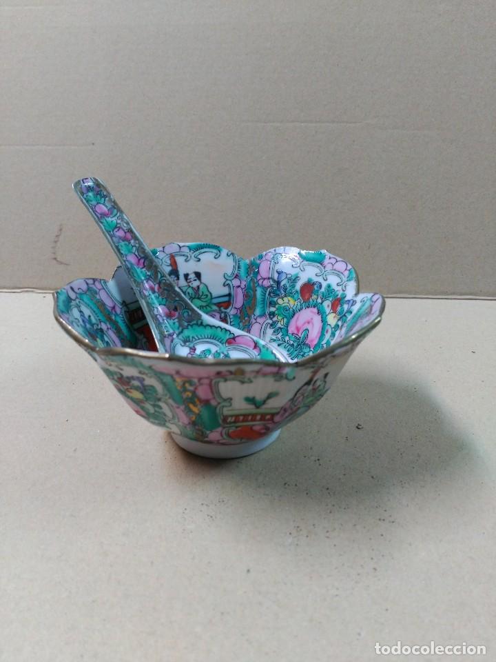 Antig&uuml;edades: Cuenco con cuchara en porcelana china - Foto 2