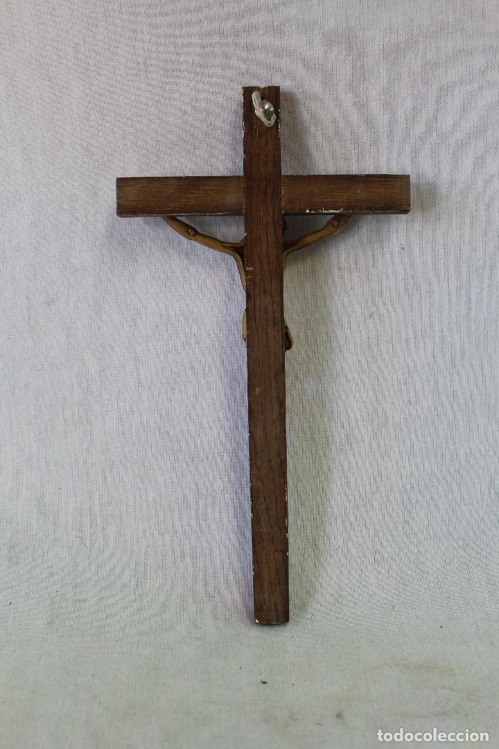 Antig&uuml;edades: cristo en la cruz de pasta y madera - Foto 7