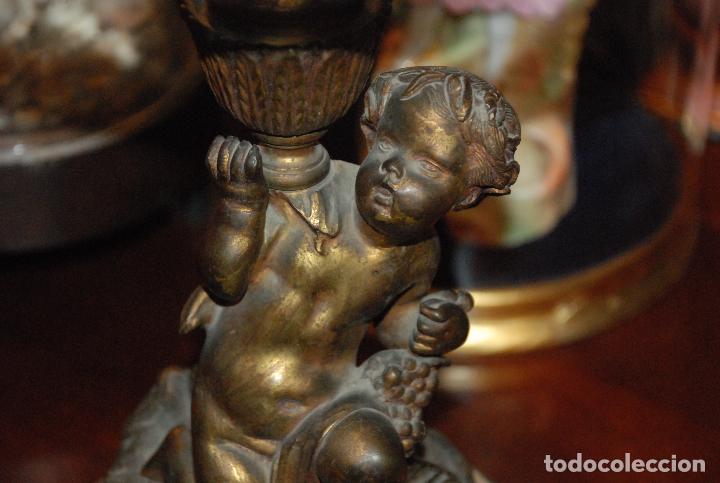 Antig&uuml;edades: ESPECTACULAR CENTRO DE MESA CON FIGURA DE BRONCE Y CRISTAL - Foto 5