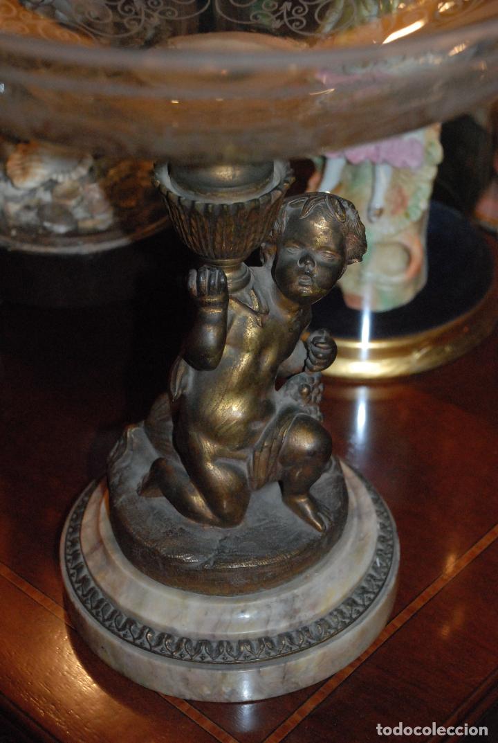 Antig&uuml;edades: ESPECTACULAR CENTRO DE MESA CON FIGURA DE BRONCE Y CRISTAL - Foto 6