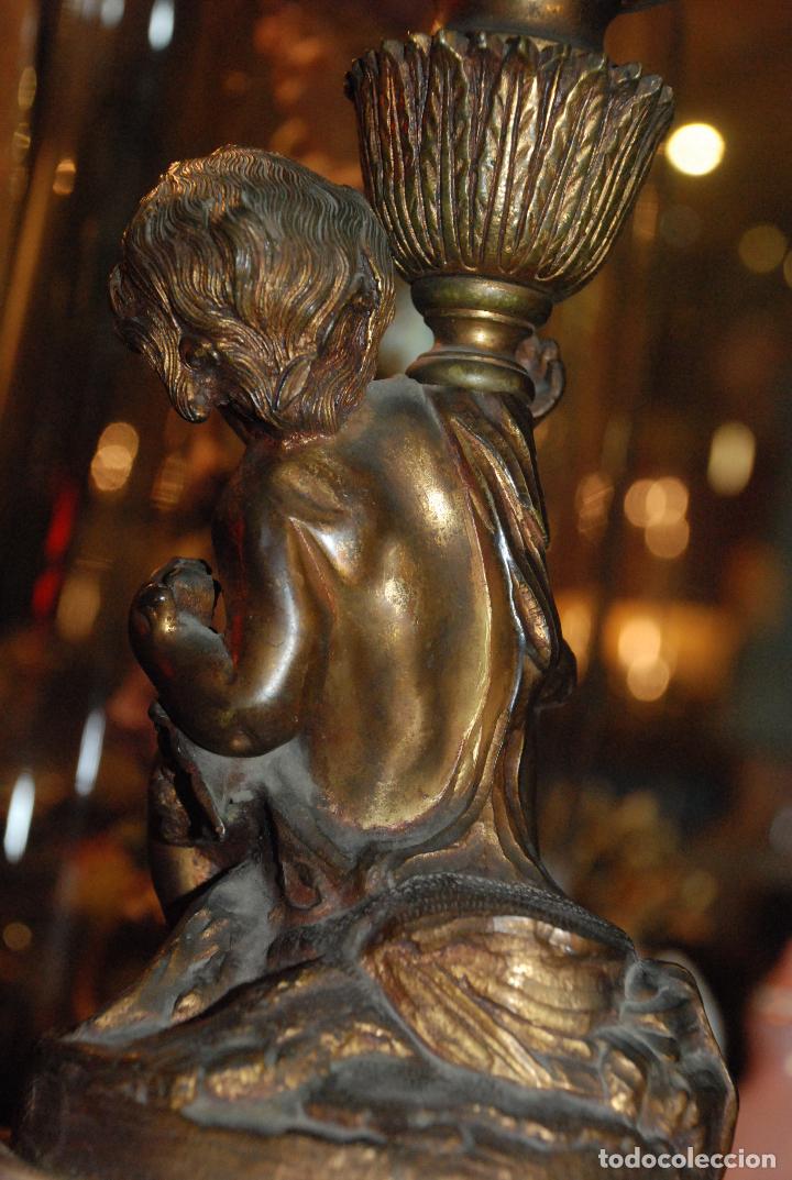 Antig&uuml;edades: ESPECTACULAR CENTRO DE MESA CON FIGURA DE BRONCE Y CRISTAL - Foto 11
