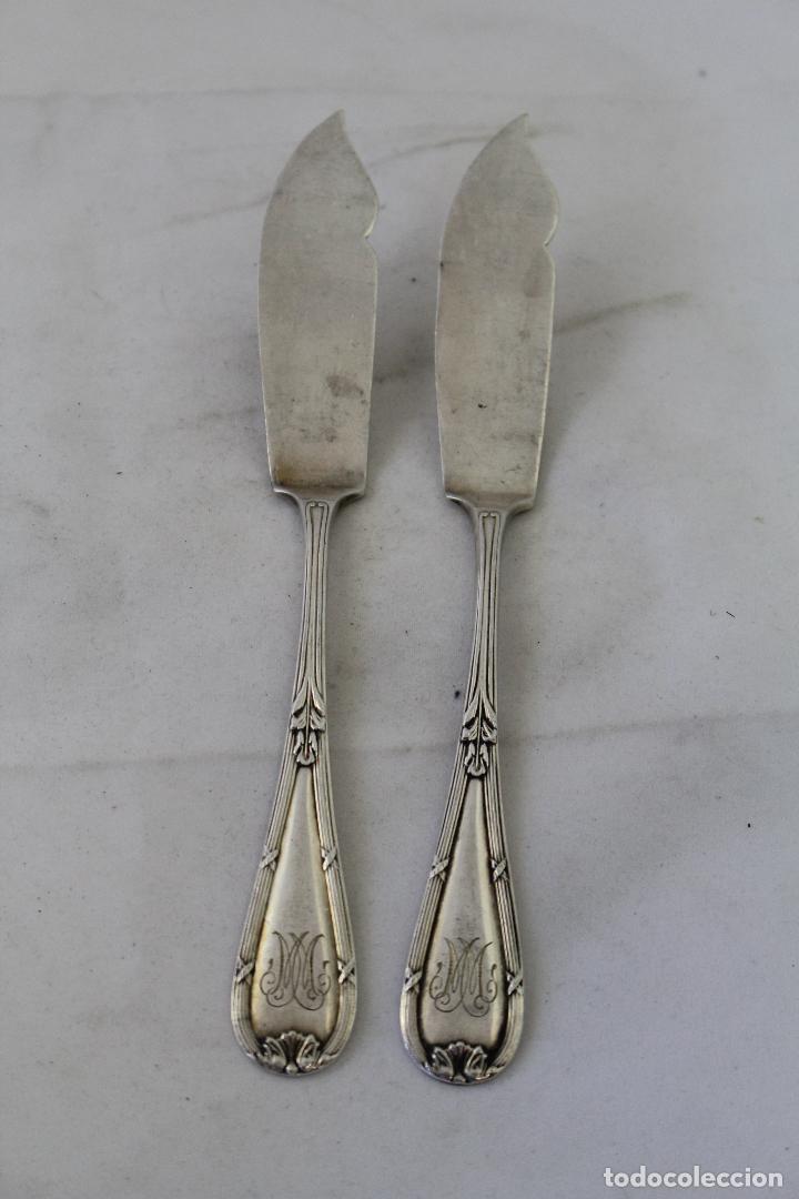 Antig&uuml;edades: 2 cuchillos pescado en alpaca plateada - Foto 5