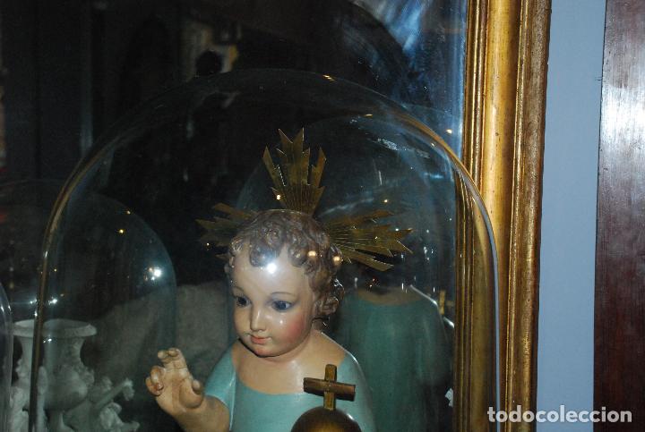 Antig&uuml;edades: ANTIGUO FANAL DE CRISTAL CON BASE DE MADERA - Foto 2