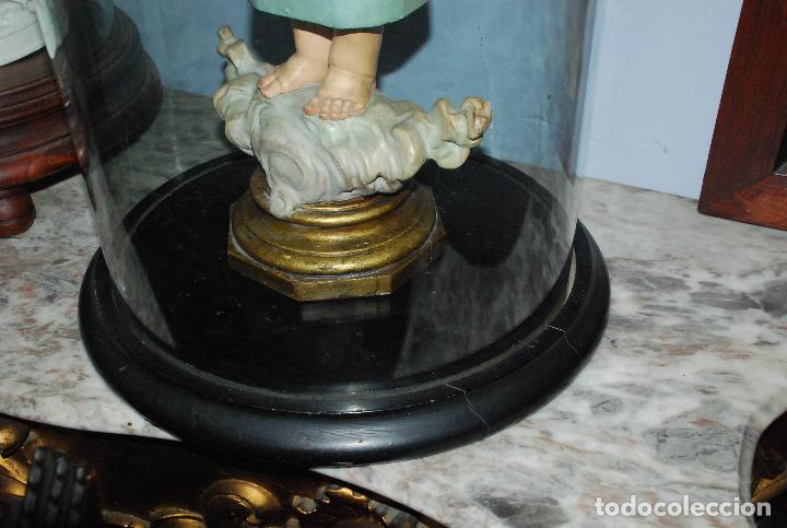 Antig&uuml;edades: ANTIGUO FANAL DE CRISTAL CON BASE DE MADERA - Foto 4