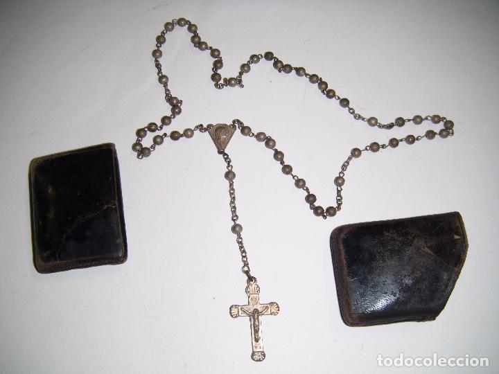 Antig&uuml;edades: ROSARIO EN PLATA CON ESTUCHE EN PIEL - Foto 1