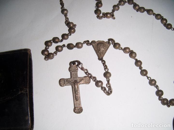 Antig&uuml;edades: ROSARIO EN PLATA CON ESTUCHE EN PIEL - Foto 2