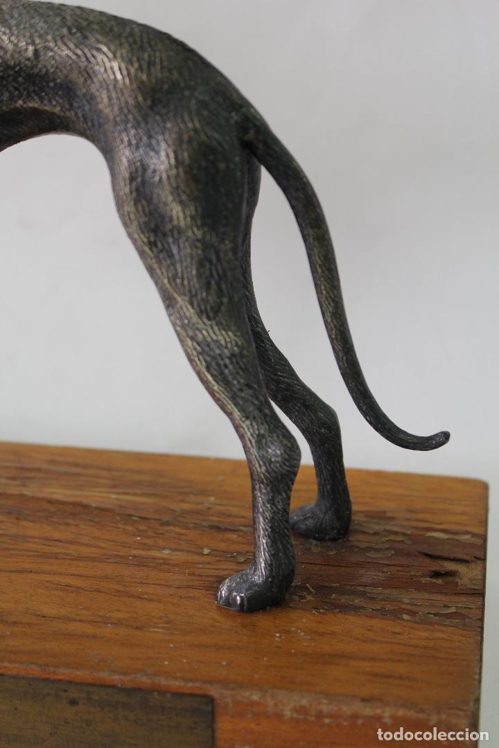Antig&uuml;edades: galgo en metal con peana de madera - Foto 4